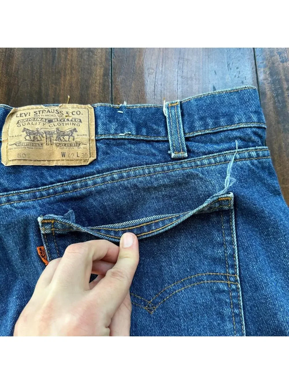 VTG Levis 505 Jeans 42x30 Orange Tab 90s 80s Made in USA 501 Tag Act 40x28